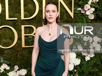 Rachel Brosnahan wearing Vivienne Westwood arrives at the 82nd Annual Golden Globe Awards held at The Beverly Hilton Hotel on January 5, 202...