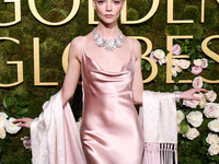 Anya Taylor-Joy wearing archive Dior, Jimmy Choo shoes, and Tiffany and Co. jewelry arrives at the 82nd Annual Golden Globe Awards held at T...