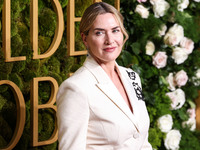 Kate Winslet wearing bespoke Erdem arrives at the 82nd Annual Golden Globe Awards held at The Beverly Hilton Hotel on January 5, 2025 in Bev...