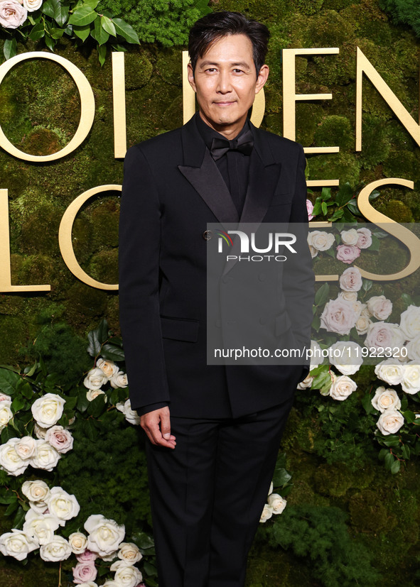 Lee Jung-jae wearing Gucci arrives at the 82nd Annual Golden Globe Awards held at The Beverly Hilton Hotel on January 5, 2025 in Beverly Hil...