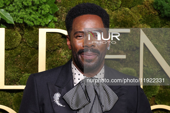 Colman Domingo wearing Valentino arrives at the 82nd Annual Golden Globe Awards held at The Beverly Hilton Hotel on January 5, 2025 in Bever...