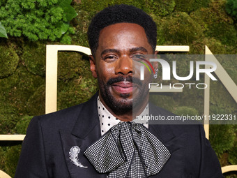 Colman Domingo wearing Valentino arrives at the 82nd Annual Golden Globe Awards held at The Beverly Hilton Hotel on January 5, 2025 in Bever...