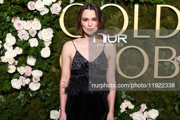 Keira Knightley wearing Chanel arrives at the 82nd Annual Golden Globe Awards held at The Beverly Hilton Hotel on January 5, 2025 in Beverly...