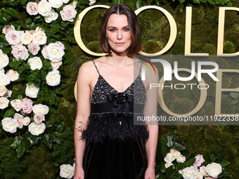 Keira Knightley wearing Chanel arrives at the 82nd Annual Golden Globe Awards held at The Beverly Hilton Hotel on January 5, 2025 in Beverly...