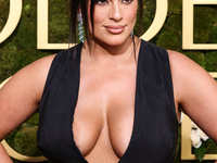 Ashley Graham wearing a custom Bach Mai dress, Gianvito Rossi shoes, and Jared jewelry arrives at the 82nd Annual Golden Globe Awards held a...