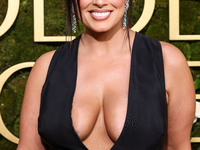 Ashley Graham wearing a custom Bach Mai dress, Gianvito Rossi shoes, and Jared jewelry arrives at the 82nd Annual Golden Globe Awards held a...