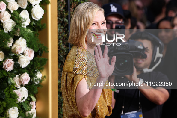 Cate Blanchett arrives at the 82nd Annual Golden Globe Awards held at The Beverly Hilton Hotel on January 5, 2025 in Beverly Hills, Los Ange...