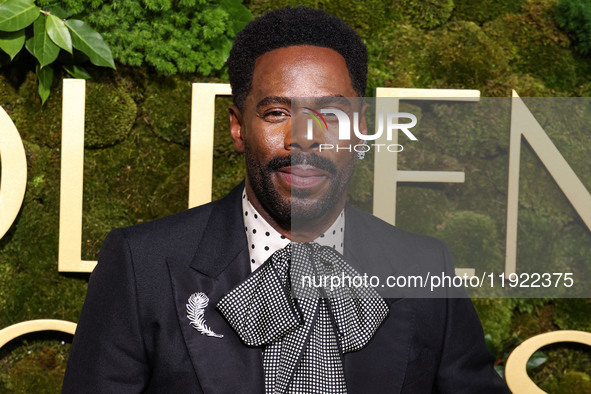 Colman Domingo wearing Valentino arrives at the 82nd Annual Golden Globe Awards held at The Beverly Hilton Hotel on January 5, 2025 in Bever...