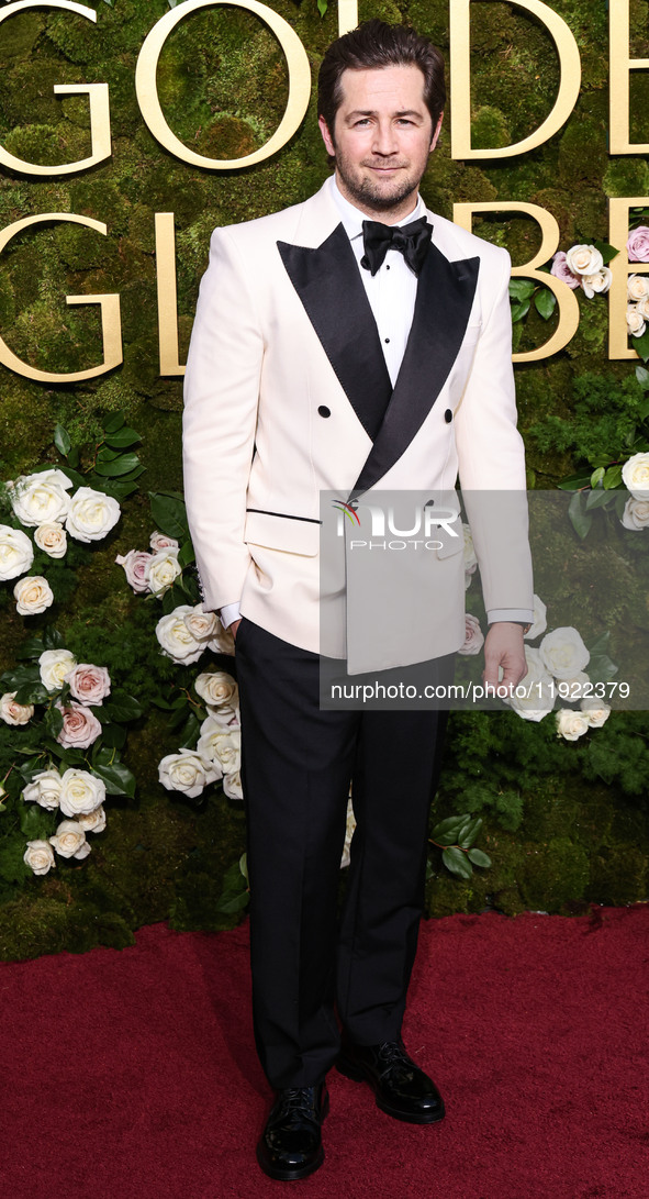 Michael Angarano arrives at the 82nd Annual Golden Globe Awards held at The Beverly Hilton Hotel on January 5, 2025 in Beverly Hills, Los An...