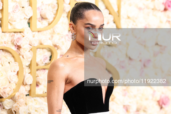 Zoe Kravitz wearing Saint Laurent arrives at the 82nd Annual Golden Globe Awards held at The Beverly Hilton Hotel on January 5, 2025 in Beve...