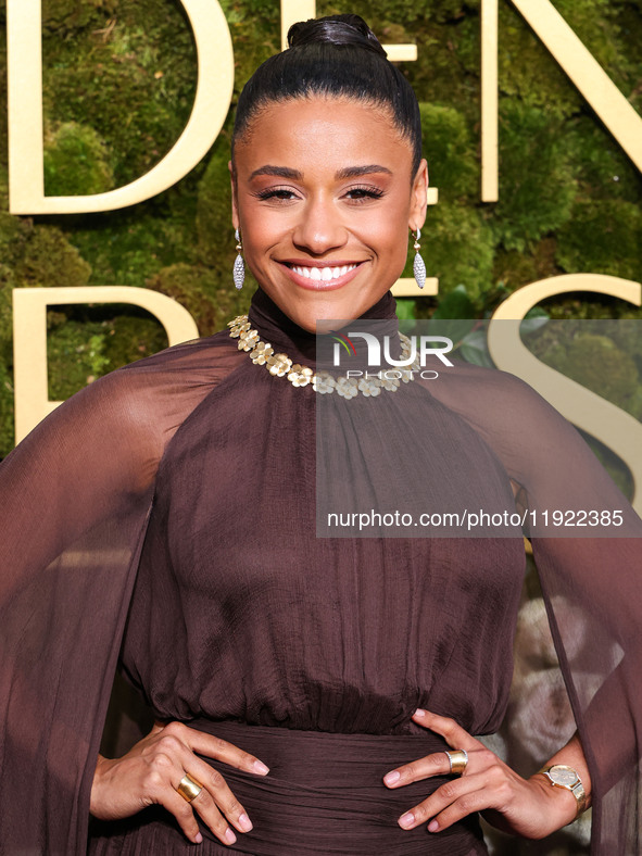 Ariana DeBose wearing Oscar de la Renta arrives at the 82nd Annual Golden Globe Awards held at The Beverly Hilton Hotel on January 5, 2025 i...