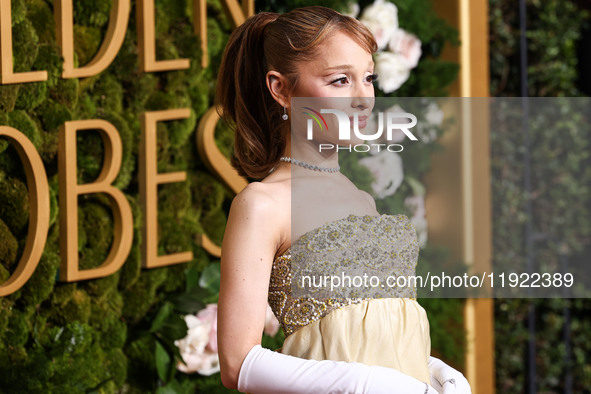 Ariana Grande Butera wearing archive Givenchy and Stuart Weitzman shoes arrives at the 82nd Annual Golden Globe Awards held at The Beverly H...