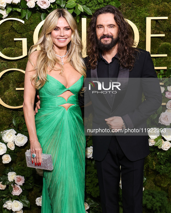 Heidi Klum and Tom Kaulitz arrive at the 82nd Annual Golden Globe Awards held at The Beverly Hilton Hotel on January 5, 2025 in Beverly Hill...