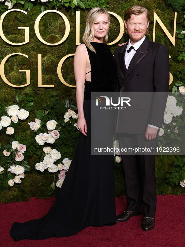 Kirsten Dunst and husband Jesse Plemons arrive at the 82nd Annual Golden Globe Awards held at The Beverly Hilton Hotel on January 5, 2025 in...