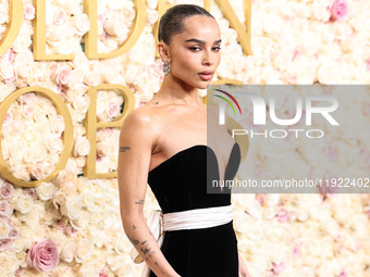 Zoe Kravitz wearing Saint Laurent arrives at the 82nd Annual Golden Globe Awards held at The Beverly Hilton Hotel on January 5, 2025 in Beve...