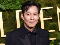 Lee Jung-jae wearing Gucci arrives at the 82nd Annual Golden Globe Awards held at The Beverly Hilton Hotel on January 5, 2025 in Beverly Hil...