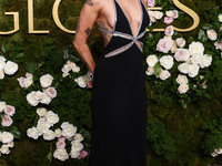 Miley Cyrus wearing Celine with Da Beers jewelry arrives at the 82nd Annual Golden Globe Awards held at The Beverly Hilton Hotel on January...