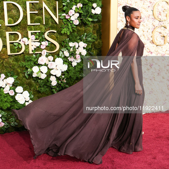 Ariana DeBose wearing Oscar de la Renta arrives at the 82nd Annual Golden Globe Awards held at The Beverly Hilton Hotel on January 5, 2025 i...