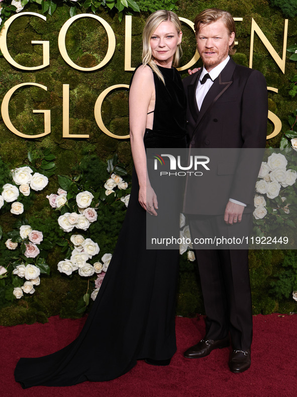 Kirsten Dunst and husband Jesse Plemons arrive at the 82nd Annual Golden Globe Awards held at The Beverly Hilton Hotel on January 5, 2025 in...