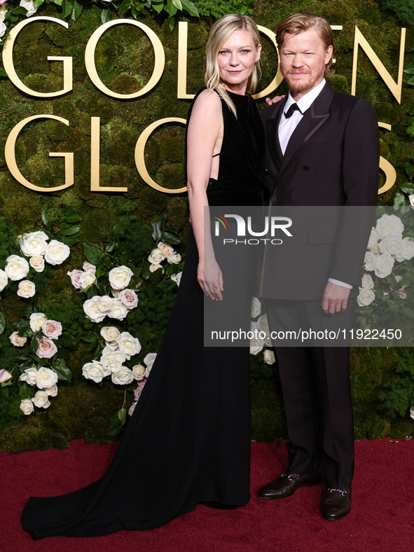 Kirsten Dunst and husband Jesse Plemons arrive at the 82nd Annual Golden Globe Awards held at The Beverly Hilton Hotel on January 5, 2025 in...