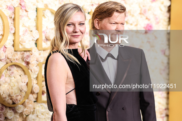 Kirsten Dunst and husband Jesse Plemons arrive at the 82nd Annual Golden Globe Awards held at The Beverly Hilton Hotel on January 5, 2025 in...