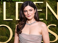 Monica Barbaro wearing Dior arrives at the 82nd Annual Golden Globe Awards held at The Beverly Hilton Hotel on January 5, 2025 in Beverly Hi...