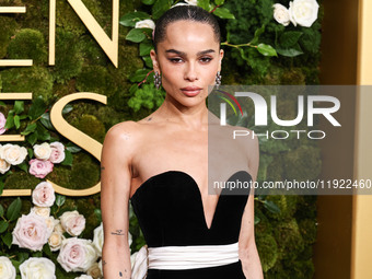 Zoe Kravitz wearing Saint Laurent arrives at the 82nd Annual Golden Globe Awards held at The Beverly Hilton Hotel on January 5, 2025 in Beve...