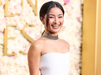 Anna Sawai wearing a Dior dress and Cartier jewelry arrives at the 82nd Annual Golden Globe Awards held at The Beverly Hilton Hotel on Janua...