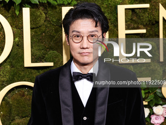 Hwang Dong-hyuk arrives at the 82nd Annual Golden Globe Awards held at The Beverly Hilton Hotel on January 5, 2025 in Beverly Hills, Los Ang...