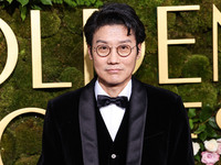 Hwang Dong-hyuk arrives at the 82nd Annual Golden Globe Awards held at The Beverly Hilton Hotel on January 5, 2025 in Beverly Hills, Los Ang...