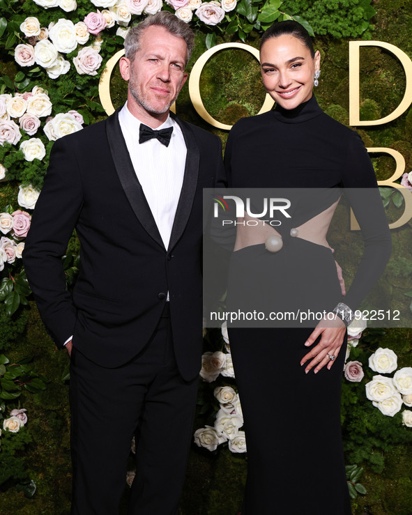 Jaron Varsano and wife Gal Gadot arrive at the 82nd Annual Golden Globe Awards held at The Beverly Hilton Hotel on January 5, 2025 in Beverl...