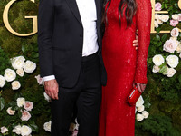 Mason Morfit and Jordana Brewster arrive at the 82nd Annual Golden Globe Awards held at The Beverly Hilton Hotel on January 5, 2025 in Bever...