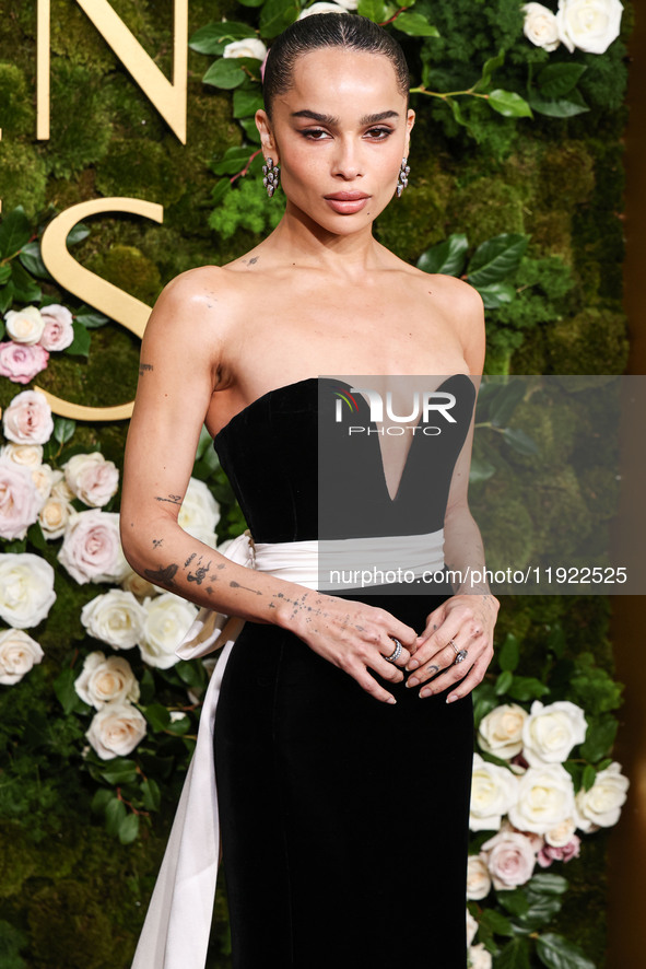 Zoe Kravitz wearing Saint Laurent arrives at the 82nd Annual Golden Globe Awards held at The Beverly Hilton Hotel on January 5, 2025 in Beve...