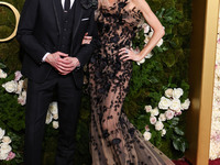 Adrien Brody and Georgina Chapman arrive at the 82nd Annual Golden Globe Awards held at The Beverly Hilton Hotel on January 5, 2025 in Bever...