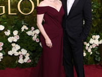 Amy Adams and husband Darren Le Gallo arrive at the 82nd Annual Golden Globe Awards held at The Beverly Hilton Hotel on January 5, 2025 in B...