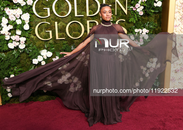 Ariana DeBose wearing Oscar de la Renta arrives at the 82nd Annual Golden Globe Awards held at The Beverly Hilton Hotel on January 5, 2025 i...