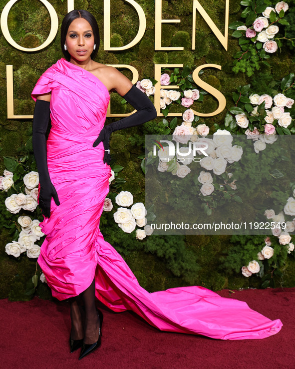 Kerry Washington wearing Balenciaga arrives at the 82nd Annual Golden Globe Awards held at The Beverly Hilton Hotel on January 5, 2025 in Be...