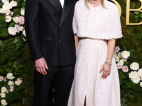 Tom Pelphrey and Kaley Cuoco arrive at the 82nd Annual Golden Globe Awards held at The Beverly Hilton Hotel on January 5, 2025 in Beverly Hi...