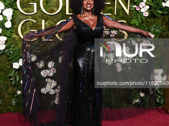 Viola Davis wearing Gucci arrives at the 82nd Annual Golden Globe Awards held at The Beverly Hilton Hotel on January 5, 2025 in Beverly Hill...