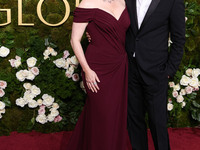 Amy Adams and Darren Le Gallo arrive at the 82nd Annual Golden Globe Awards held at The Beverly Hilton Hotel on January 5, 2025 in Beverly H...