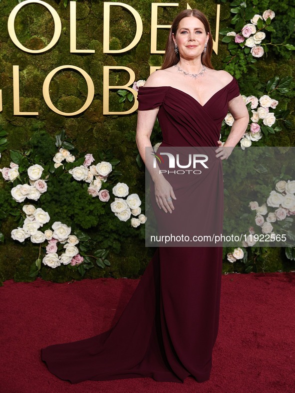 Amy Adams wearing Dolce and Gabanna arrives at the 82nd Annual Golden Globe Awards held at The Beverly Hilton Hotel on January 5, 2025 in Be...