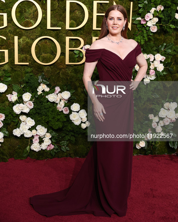 Amy Adams wearing Dolce and Gabanna arrives at the 82nd Annual Golden Globe Awards held at The Beverly Hilton Hotel on January 5, 2025 in Be...