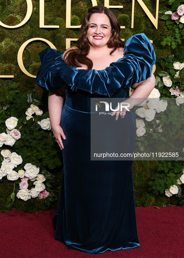 Jessica Gunning wearing Christian Siriano arrives at the 82nd Annual Golden Globe Awards held at The Beverly Hilton Hotel on January 5, 2025...