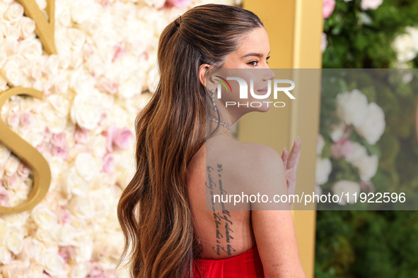 Maren Morris wearing Carolina Herrera arrives at the 82nd Annual Golden Globe Awards held at The Beverly Hilton Hotel on January 5, 2025 in...