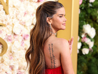 Maren Morris wearing Carolina Herrera arrives at the 82nd Annual Golden Globe Awards held at The Beverly Hilton Hotel on January 5, 2025 in...