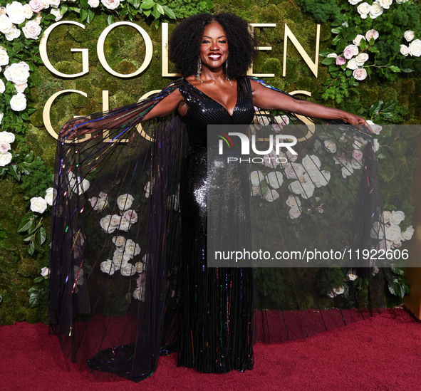 Viola Davis wearing Gucci arrives at the 82nd Annual Golden Globe Awards held at The Beverly Hilton Hotel on January 5, 2025 in Beverly Hill...