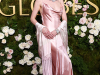 Anya Taylor-Joy wearing archive Dior, Jimmy Choo shoes, and Tiffany and Co. jewelry arrives at the 82nd Annual Golden Globe Awards held at T...