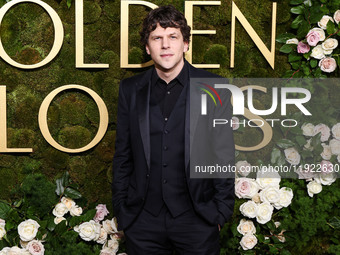 Jesse Eisenberg arrives at the 82nd Annual Golden Globe Awards held at The Beverly Hilton Hotel on January 5, 2025 in Beverly Hills, Los Ang...