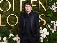 Jesse Eisenberg arrives at the 82nd Annual Golden Globe Awards held at The Beverly Hilton Hotel on January 5, 2025 in Beverly Hills, Los Ang...