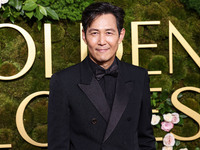 Lee Jung-jae wearing Gucci arrives at the 82nd Annual Golden Globe Awards held at The Beverly Hilton Hotel on January 5, 2025 in Beverly Hil...